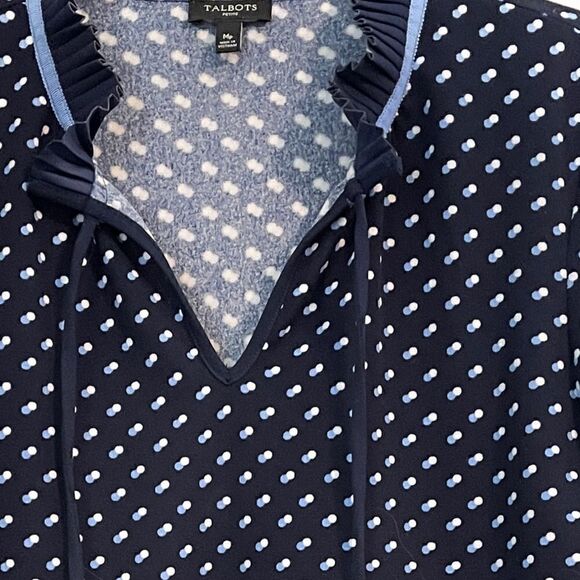 Talbots Tie Neck Pleated Top Size MP - Picture 7 of 7